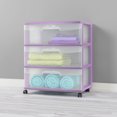 thumbnail image 2 of Sterilite Wide 3 Drawer Cart Lilac, 2 of 4