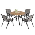 thumbnail image 3 of STARY 5 Pieces Outdoor Dining Set with 1.57" Umbrella Hole, Patio Stackable Dining Textilene Chairs and 41" Iron Round Table for 4 People, Garden, 3 of 7
