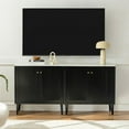 thumbnail image 6 of EYYTHUNG Black Storage Cabinet with Faux Marble Top & Adjustable Shelves, Modern Accent Cabinet Wooden Credenza Sideboard Buffet Cabinet, 6 of 9