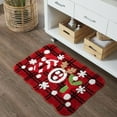 thumbnail image 3 of Jinswick Christmas Plaid Bathroom Rugs, Christmas Decorations Scalloped Joy Bath Rug, Non Slip Microfiber Xmas Festive Bath Mat for Bathroom Rug for Holiday Bathtub Sink Shower, Christmas Red, 3 of 4
