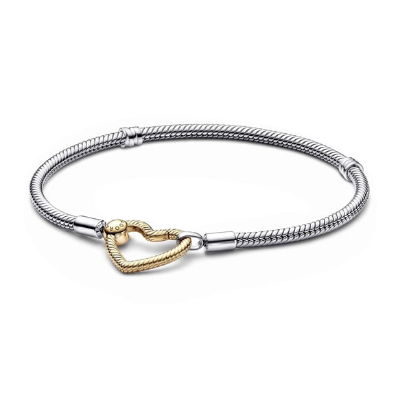 Pulsera Pandora Cadena De Serpiente con Broche de Corazón 569539C00 | Talle 18 | Joyería De Lujo Para Mujer | Ideal Para Regalo Elegante | Compatible Con Charms Pandora