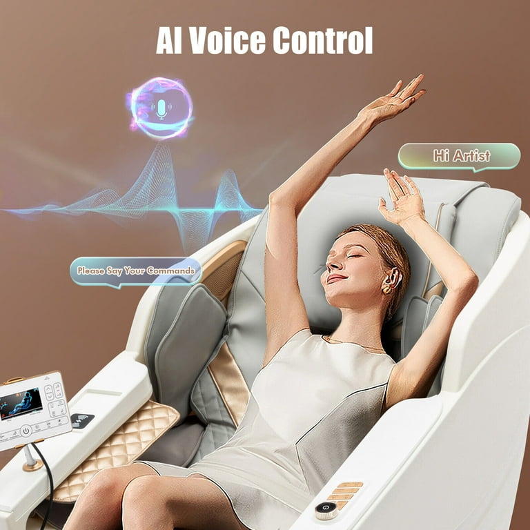Artist Hand U100 White Full Body 3D Zero Gravity Massage Chair – SL-Track, AI Voice Control, Wireless Charging