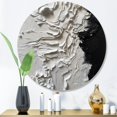 thumbnail image 2 of Designart "Tranquility Unleashed White and Black I" Abstract Marble Round Metal Art, 2 of 5