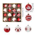 thumbnail image 3 of Puntoco Juego de caja de regalo con colgante de árbol de Navidad de 16 piezas/6 cm con bolas de Navidad y bolas galvanizadas rojas y blancas para decoración navideña, 3 of 9