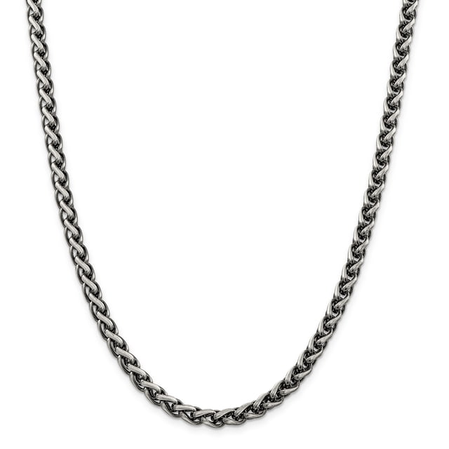 925 Sterling Silver 6mm Antiqued Spiga Chain 22 Inch