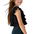 thumbnail image 4 of flyskyup Crop Tops for Girls Square Neck Short Flutter Sleeve Tiered Ruffle Cute T-Shirts Summer Beach Vacation Comfy Tees, 4 of 5