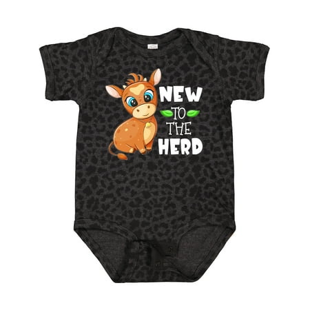 

Inktastic New to the Herd Cute Brown Cow with Blue Eyes Gift Baby Boy or Baby Girl Bodysuit