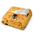 thumbnail image 2 of DouZhe Ultra-Soft Micro Fleece Lightweight Flannel Bed Blanket, Halloween Fun Spider Web Orange Print Cozy Warm Throw Blankets, 80"x60", 2 of 7