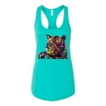 thumbnail image 2 of Wild Bobby Colorful Rainbow Siberian Tiger Animal Lover Women Racerback Tank Top, Tahiti Blue, X-Large, 2 of 3