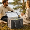 thumbnail image 4 of Insulated Cooler Bag - Portable Thermal Lunch Bag for Food Travel Picnic and Grocery Gray, 4 of 4