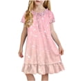 thumbnail image 2 of Cethrio Girls' Nightgowns Size 6, Summer Loose Fit Short Sleeve Mid-length Kids Sleep Dresses Sleepwear Multicolor Size 6, 2 of 8