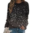 thumbnail image 4 of AherBiu Chandails à Col Rond pour Femmes Manches Longues Imprimé Brillant Printemps Décontracté Ample Chandail Pailleté Hauts, 4 of 4