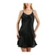 thumbnail image 1 of INSPIRE CHIC Bata de Noche de Satén para Mujeres con Volantes en el Dobladillo, Tirantes Espagueti, Talla Grande, Camisón de Seda 4XL Negro, 1 of 5