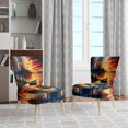 thumbnail image 2 of Designart "Canot d'Automne sur le Lac" Chaise d'Appoint Bleue Rembourrée - Fauteuil Traditionnel pour Salon, 2 of 7