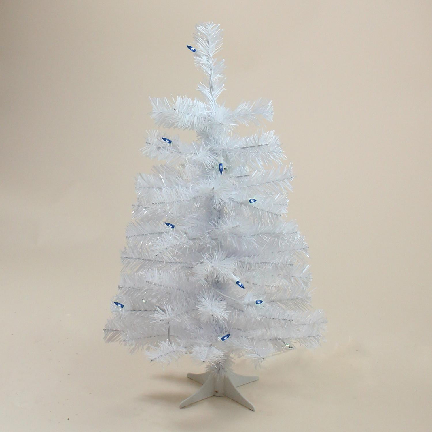 White Xmas Tree With Blue Lights 