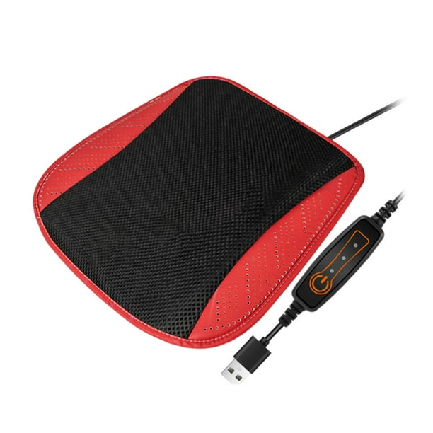 Cojín para asiento de coche con 8 ventiladores USB, suave y fácil de usar, protector ventilado. Rojo