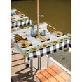 thumbnail image 2 of Outdoor Tablecloth with Umbrella Hole for Patio/Picnic/Party/Camping, Spring Bee Gnomes Waterproof Table Cloth Square Cover Washable, Sunflowers Black Plaid Grey Wooden (54"x 54"), 2 of 8