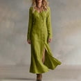 thumbnail image 7 of Mutghys Maxi Dresses for Women Side Slit Button Up V Neck Dresses Daily Vacation Slim Comfy Casual Dress S-3XL, 7 of 7