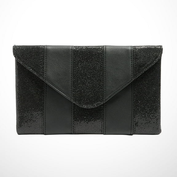 KALLORY 1Pcs Clutch Purse Embellished Clutch Bag in Black for Evening and Prom Events