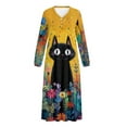 thumbnail image 5 of SEANATIVE Soft Nightgown for Women Full Length Sleepwear Long Sleeve Bedroom Sleepdress Button Pj Dress Lightweight Cozy Nightshirt Winter Fall Home Wear, S, Black Cat Daisy Flower, 5 of 7