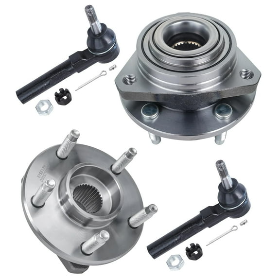 Detroit Axle - Both Front Wheel Hub and Bearings (NO ABS) w/Outer Tie Rods for 2004-2007 Chevy Malibu - [2005-2007 Pontiac G6]