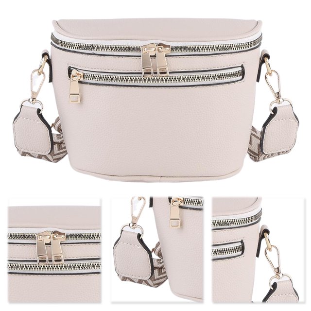 Bolso Cintura Pecho Riñonera para Mujeres Hombres Multi Bolsillos PU Cuero Sling Monedero