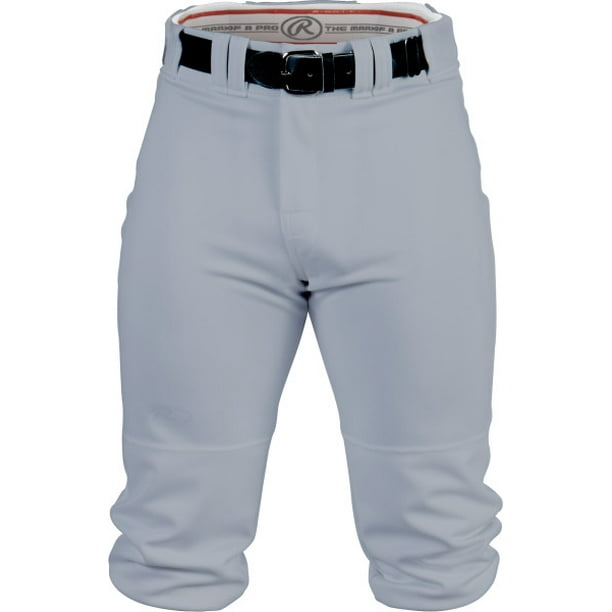 gray baseball pants with blue stripe