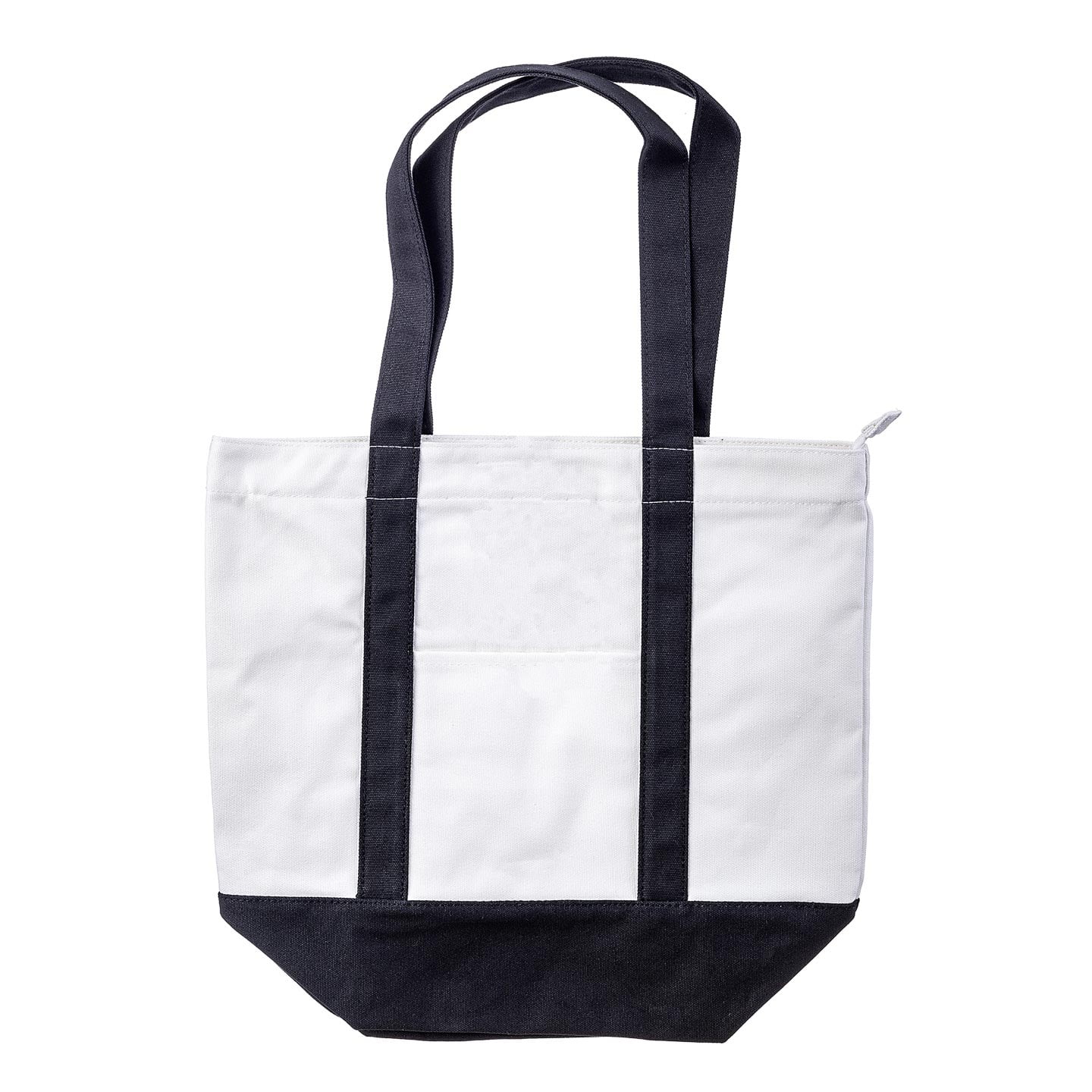 Darice Black & White Large Canvas Tote with Zipper, 17 x 15 Inches