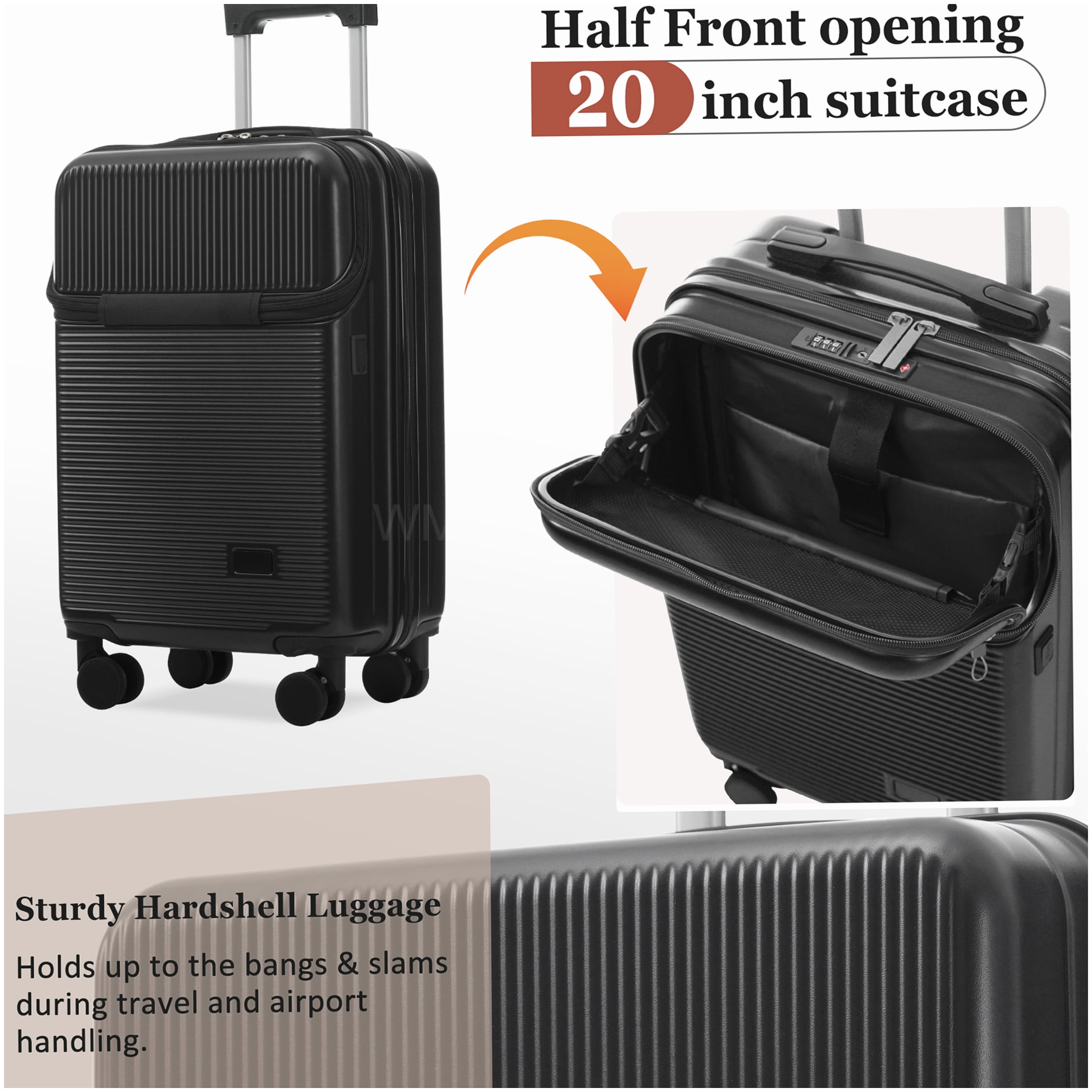 MANGIJOY Travel Luggage Sets 5 Piece Hardshell with Spinner Wheels, USB Charging Port &; TSA Lock, Lightweight ABS Suitcase Set Carry On and Checked Bags