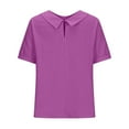 thumbnail image 4 of lcziwo Linen Tops for Women Dressy Casual Summer 2025 Short Sleeve Shirts Solid Color Crewneck Collared Blouses Loose Fit Soft Basic Tunic Tees Hot Pink,S, 4 of 6