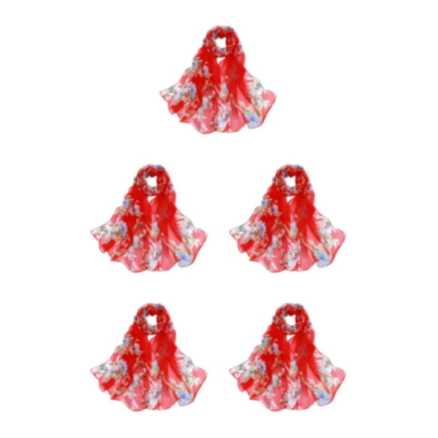 mmirethe Silk Scarf Soft And Comfortable Wrap For Everyday Wear Fashionable And Stylish red 5Set