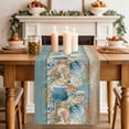 thumbnail image 4 of Teal Blue Brown Beach Coastal Cotton Linen Table Runner for Dining Kitchen, Nautical Shell Starfish Coral Summer Wedding Outdoor Party Tablerunners, Dresser Scarf Tablecloth Runners 13x70 Inches, 4 of 9