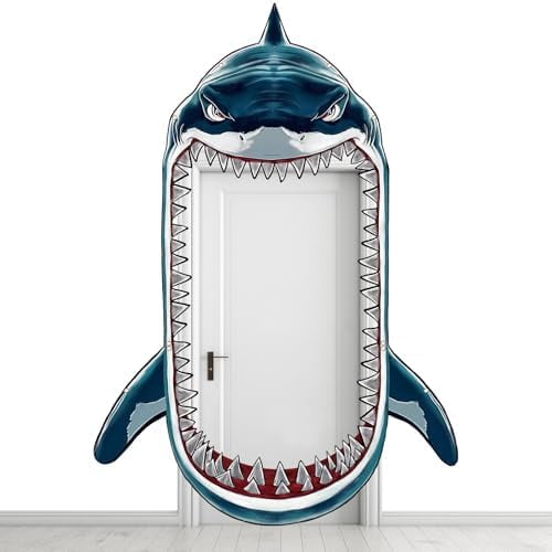 Shark Party Porch Banner Halloween Sea Shark Themed Party Door Hanging Decoration Photo Backdrop for Ocean Birthday Photoshoot Props Door Decor$$Electronics Accessories