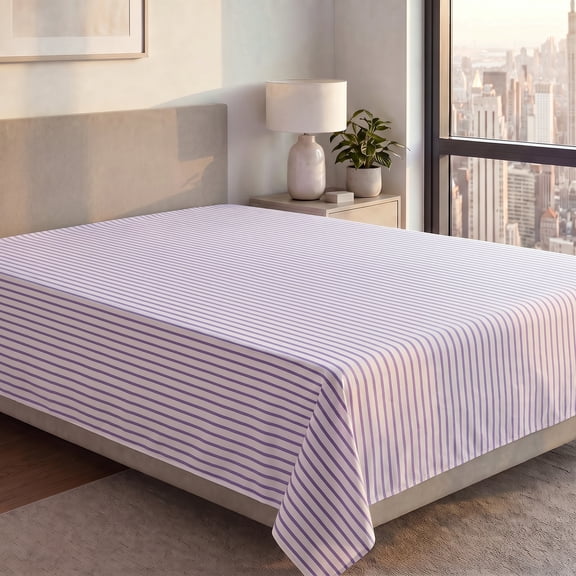Unique Bargains Ployester Bed Soft Flat Sheet Cozy Bedding for Bedroom Purple 63"x91"