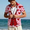 thumbnail image 6 of Handshe Unisex Short Sleeve Button-Down Shirt with Love Print, Casual for Daily Wear and Romantic Wears, 6 of 9