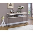 thumbnail image 1 of Metal Sofa Table with Wooden Top And Shelf, Silver & Weathered White, 1 of 1
