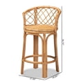 thumbnail image 4 of Pemberly Row Modern Bohemian Natural Brown Rattan Counter Stool, 4 of 11