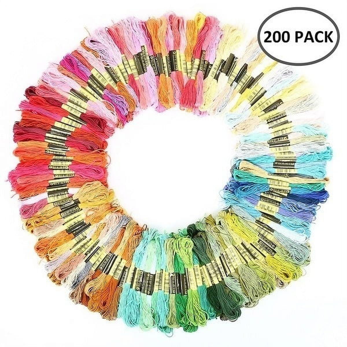 Dznils 447PCS Cotton Cross Floss Stitch Thread Embroidery Sewing Skeins Multi Colors Premium Rainbow Color Bracelet Yarn Craft Set
