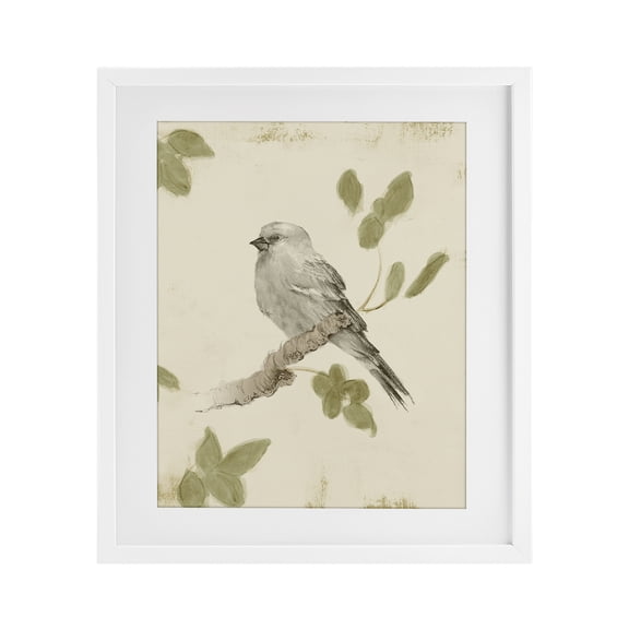 Stupell Industries Bird Scene on Neutral White Framed Print Under Glass, design by Lanie Loreth