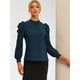 thumbnail image 4 of Blusa de Oficina para Mujer Elegante con Cuello Levantado y Mangas con Forma de Farol Azul oscuro XL, 4 of 5
