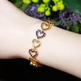 thumbnail image 3 of Gold Color Royal Blue Mirco Pave CZ Women Heart Bracelet Bangle Fashion Jewlery, 3 of 9