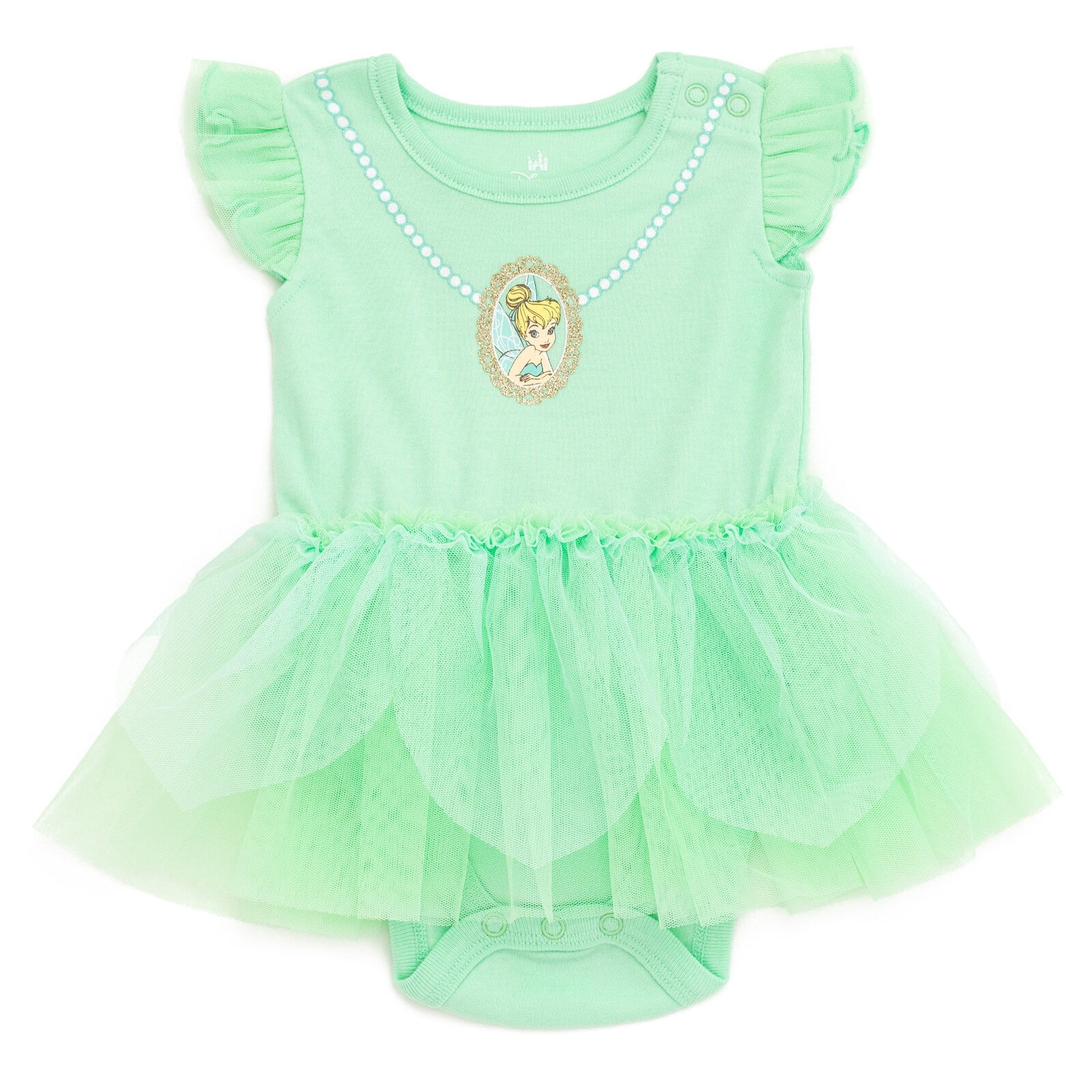 Disney Tinker Bell Cosplay Bodysuit With Skirt Overlay and Headband Outfit Set Newborn to Infant