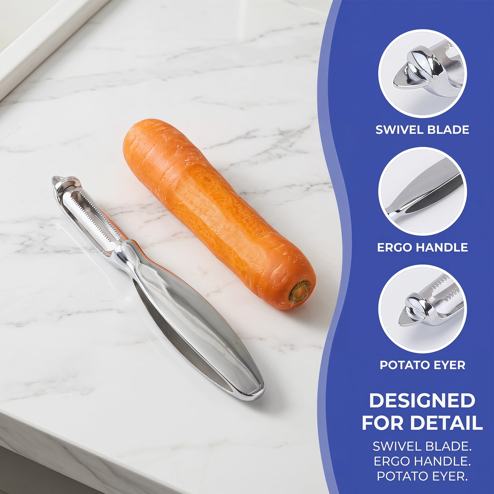 Unique Bargains Useful Stainless Steel Vegetable Peeler with Ergonomic Handle Black