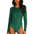 thumbnail image 2 of Crew Neck Bodysuit for Women Second-skin Feel Thong T-shirt Body Suits Tops, 2 of 9