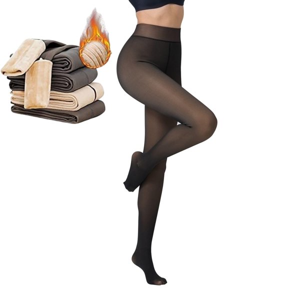 Fleece Lined Tights Women, Warm Pantyhose leggings Women,Fake Translucent Thermal Skin Colored Tights for Winter C