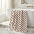 thumbnail image 4 of Unique Bargains Striped Absorbent Quick Dry Pure Cotton Bath Towel Brown 55" x 28", 4 of 6
