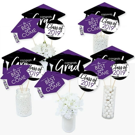 Purple Grad - Best is Yet to Come - 2019 Purple Graduation Party Centerpiece Sticks - Table Toppers - Set of (Best Aftershave For Teenager 2019)