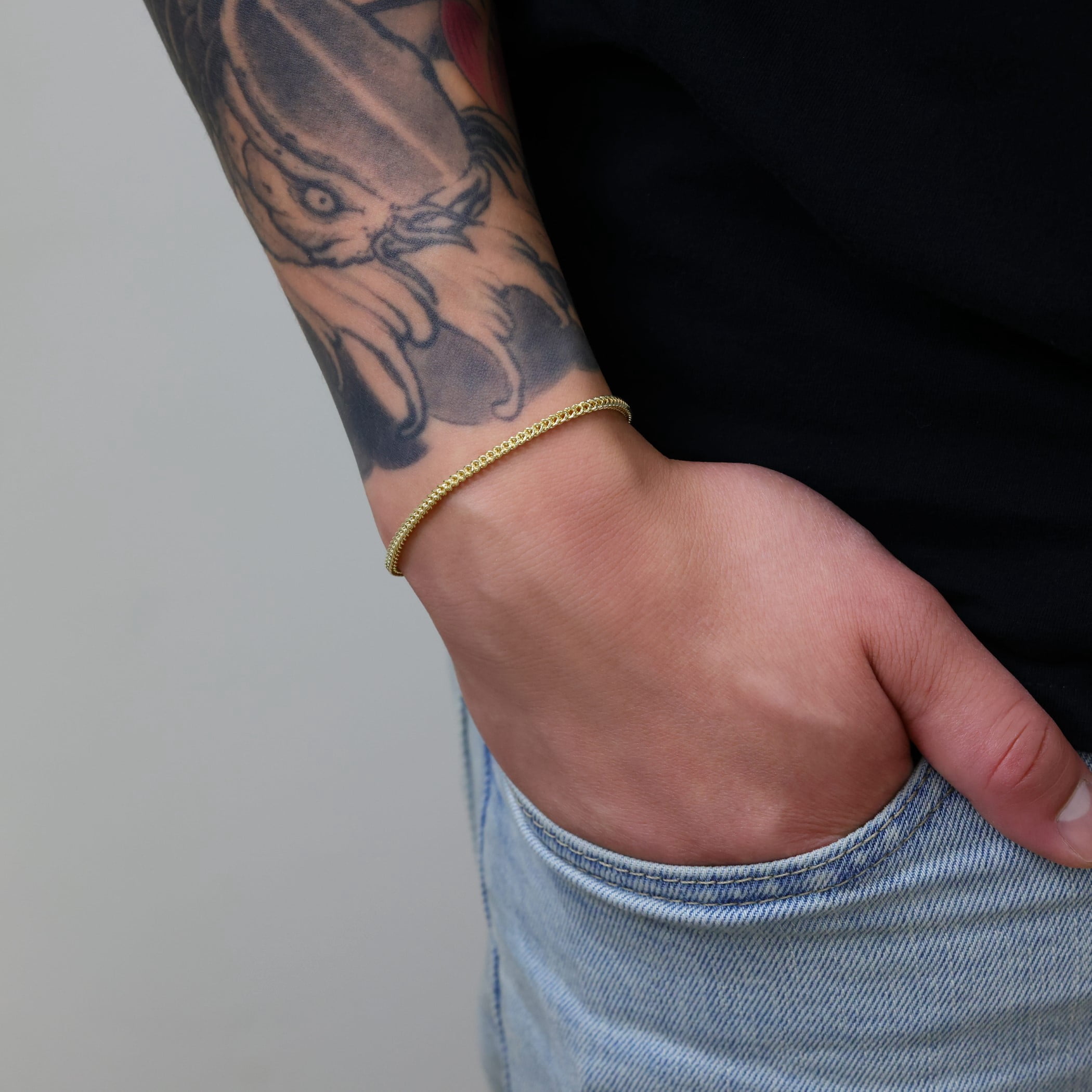 Nuragold 10k Real Yellow Gold Franco Square 2.5mm Box Chain Wheat Chain Bracelet (7"-9") Italian Jewelry for Men & Women