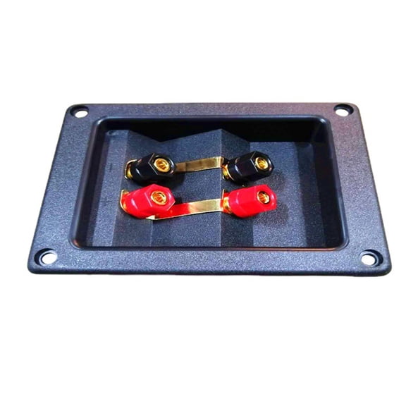 Black Speakers Terminals Connectors Rectangle Box with 4 Banana Gildeds Subwoofer Stereoes Plug Spring Cup Connection