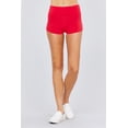 thumbnail image 2 of Simply Fashion Active Foldover Banded Wait Basic Yoga Short Pants, RED-SMALL, 2 of 5